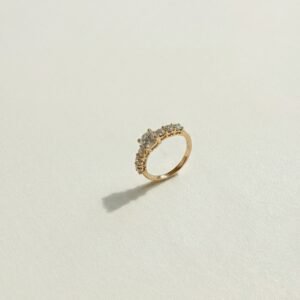 טבעת יהלום עגול עם שיבוץ יהלומים עגולים