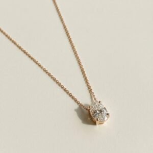 שרשרת סוליטר יהלום אובל